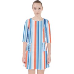 Blue And Coral Stripe 1 Pocket Dress