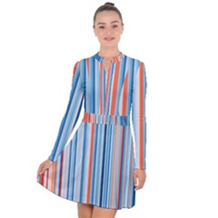 Blue And Coral Stripe 1 Long Sleeve Panel Dress by dressshop