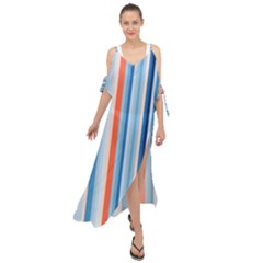 Blue And Coral Stripe 1 Maxi Chiffon Cover Up Dress by dressshop