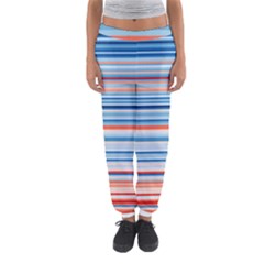 Blue And Coral Stripe 2 Women s Jogger Sweatpants by dressshop