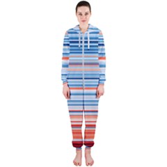 Blue And Coral Stripe 2 Hooded Jumpsuit (ladies)  by dressshop