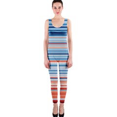 Blue And Coral Stripe 2 One Piece Catsuit by dressshop