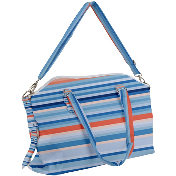 Blue And Coral Stripe 2 Canvas Crossbody Bag