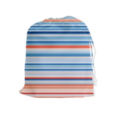 Blue And Coral Stripe 2 Drawstring Pouch (xl) by dressshop