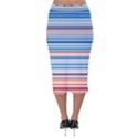 Blue And Coral Stripe 2 Velvet Midi Pencil Skirt View2