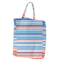 Blue And Coral Stripe 2 Giant Grocery Tote by dressshop