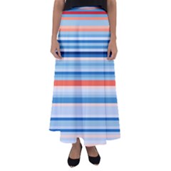 Blue And Coral Stripe 2 Flared Maxi Skirt by dressshop