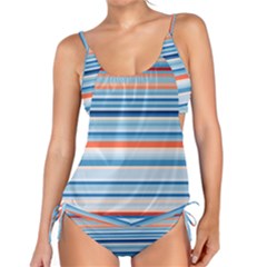 Blue And Coral Stripe 2 Tankini Set by dressshop