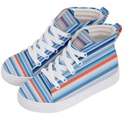 Blue And Coral Stripe 2 Kids  Hi-top Skate Sneakers by dressshop