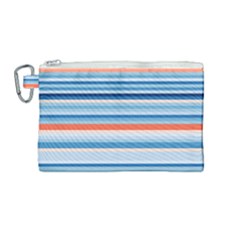 Blue And Coral Stripe 2 Canvas Cosmetic Bag (medium) by dressshop