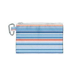 Blue And Coral Stripe 2 Canvas Cosmetic Bag (small) by dressshop