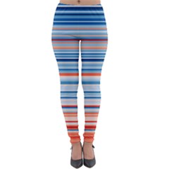 Blue And Coral Stripe 2 Lightweight Velour Leggings by dressshop