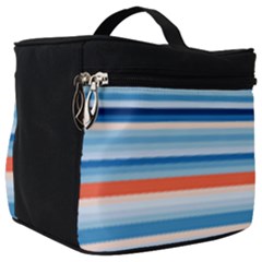 Blue And Coral Stripe 2 Make Up Travel Bag (big) by dressshop