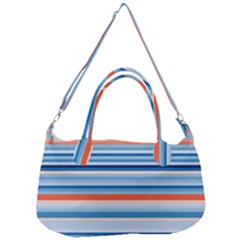 Blue And Coral Stripe 2 Removal Strap Handbag by dressshop