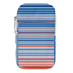 Blue And Coral Stripe 2 Waist Pouch (large) by dressshop