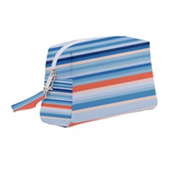 Blue And Coral Stripe 2 Wristlet Pouch Bag (medium) by dressshop