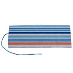 Blue And Coral Stripe 2 Roll Up Canvas Pencil Holder (s) by dressshop