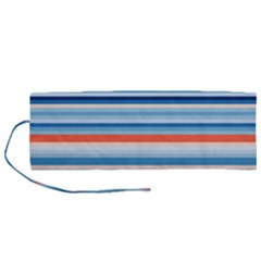 Blue And Coral Stripe 2 Roll Up Canvas Pencil Holder (m) by dressshop