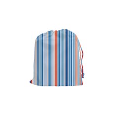 Blue And Coral Stripe 1 Drawstring Pouch (small) by dressshop