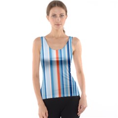 Blue And Coral Stripe 1 Tank Top by dressshop