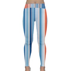 Blue And Coral Stripe 1 Classic Yoga Leggings by dressshop