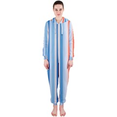 Blue And Coral Stripe 1 Hooded Jumpsuit (ladies)  by dressshop