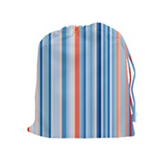 Blue And Coral Stripe 1 Drawstring Pouch (xl) by dressshop