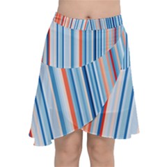 Blue And Coral Stripe 1 Chiffon Wrap Front Skirt by dressshop