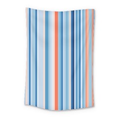 Blue And Coral Stripe 1 Small Tapestry