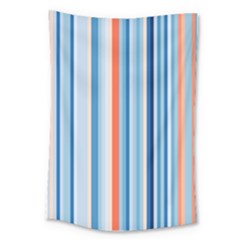 Blue And Coral Stripe 1 Large Tapestry by dressshop