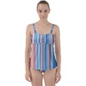 Blue And Coral Stripe 1 Twist Front Tankini Set View1