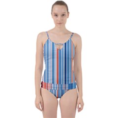 Blue And Coral Stripe 1 Cut Out Top Tankini Set by dressshop