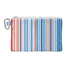 Blue And Coral Stripe 1 Canvas Cosmetic Bag (large) by dressshop