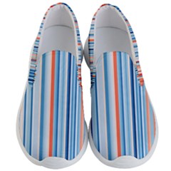 Blue And Coral Stripe 1 Men s Lightweight Slip Ons by dressshop