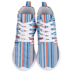 Blue And Coral Stripe 1 Women s Lightweight High Top Sneakers by dressshop