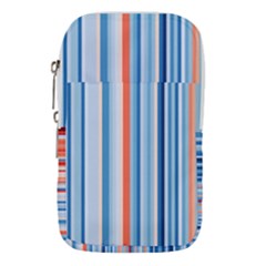 Blue And Coral Stripe 1 Waist Pouch (large) by dressshop