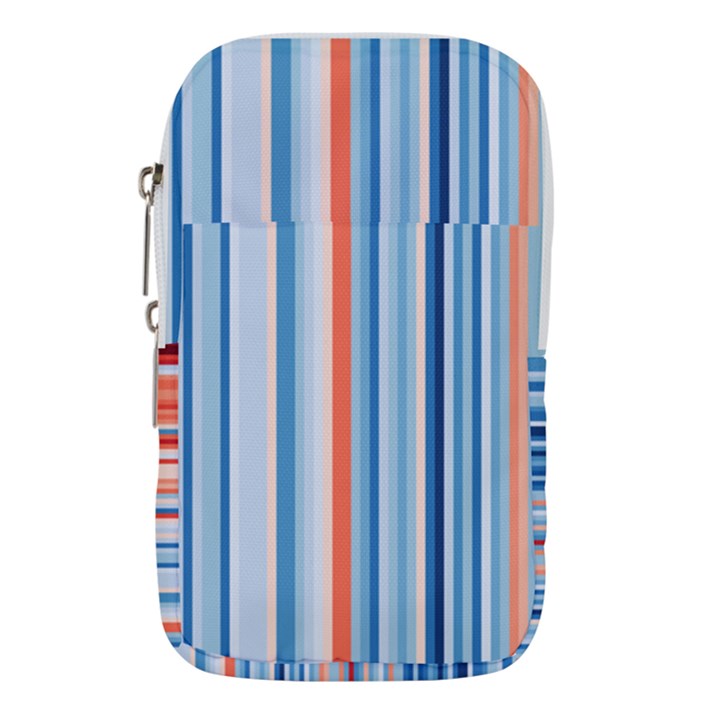 Blue And Coral Stripe 1 Waist Pouch (Large)