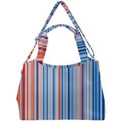 Blue And Coral Stripe 1 Double Compartment Shoulder Bag by dressshop