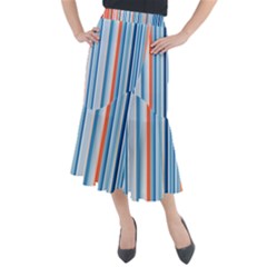 Blue And Coral Stripe 1 Midi Mermaid Skirt by dressshop