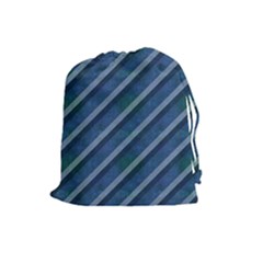 Blue Stripped Pattern Drawstring Pouch (large) by designsbyamerianna