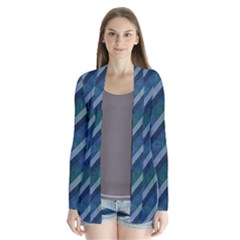 Blue Stripped Pattern Drape Collar Cardigan by designsbyamerianna