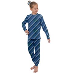 Blue Stripped Pattern Kids  Long Sleeve Set 