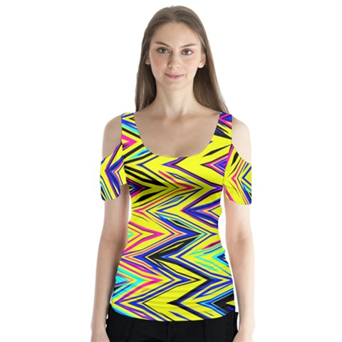 Mycolorfulchevron Butterfly Sleeve Cutout Tee  by designsbyamerianna