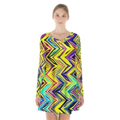 Mycolorfulchevron Long Sleeve Velvet V-neck Dress