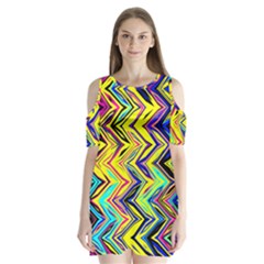 Mycolorfulchevron Shoulder Cutout Velvet One Piece