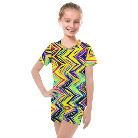 Mycolorfulchevron Kids  Mesh Tee And Shorts Set by designsbyamerianna