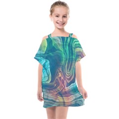 Opaled Abstract  Kids  One Piece Chiffon Dress by VeataAtticus