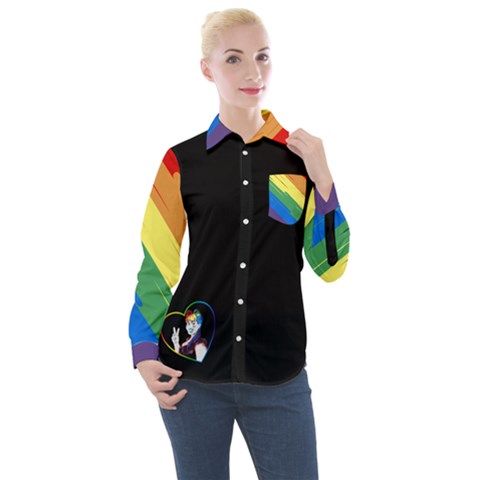 Rainbow Hair Women s Long Sleeve Pocket Shirt by JadehawksAnD