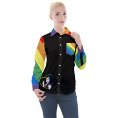 Rainbow Hair Women s Long Sleeve Pocket Shirt