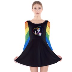 Rainbow Hair Long Sleeve Velvet Skater Dress by JadehawksAnD